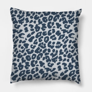 Leopard print - light grey, light blue, dark blue Pillow