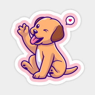 Cute Dog Waving Hand Cartoon Magnet