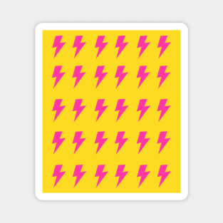 Hot Pink Lightning Pattern on Bright Yellow Magnet