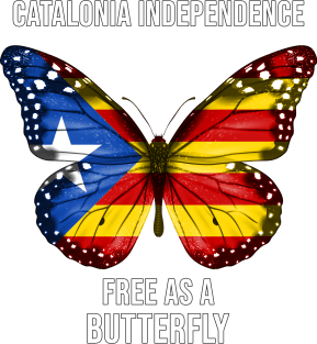 Catalan Flag  Catalonia Independence Free As A Butterfly Flag - Gift for Catalan From Catolonia Magnet