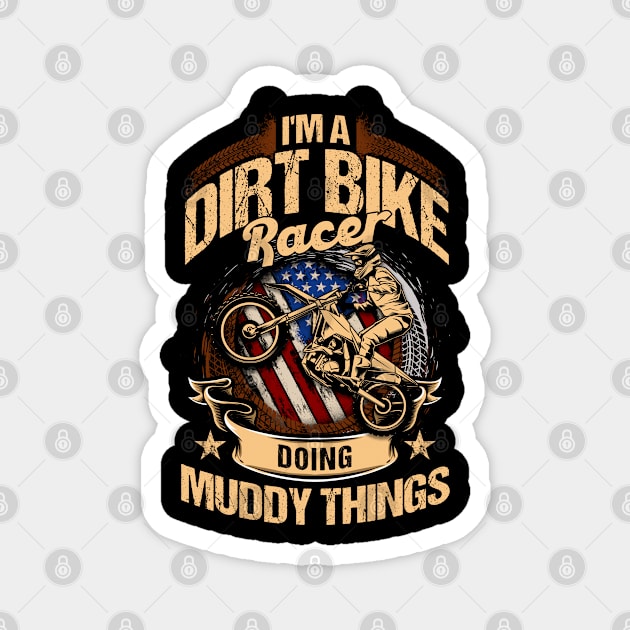 American Flag Rider Dirt Bike Racing Magnet by Toeffishirts