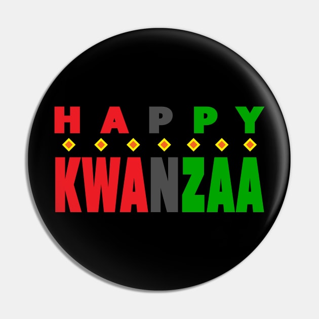 Festive Happy Kwanzaa Holiday Pin by Elvdant