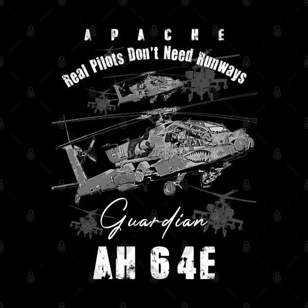 AH64 Apache Us Air Force  attack helicopter with cool saying REAL PILOTS DON'T NEED RUNWAYS by aeroloversclothing