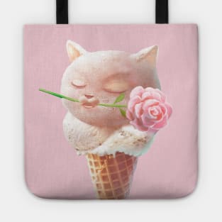 Summer Rose Cat Ice Cream Cone Tote