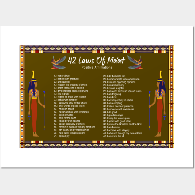 The 42 Laws Of Maat Positive Affirmations 42 Laws Maat Posters