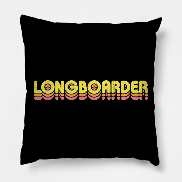 Retro Longboarder Pillow by rojakdesigns