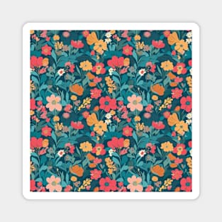 Dark blue and red flower pattern Magnet