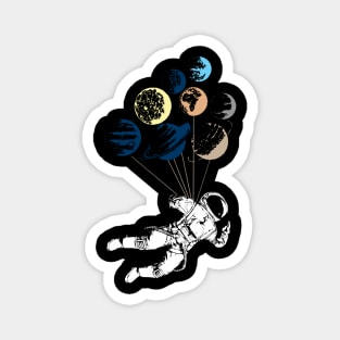 flying astronaut on ballons planets Magnet