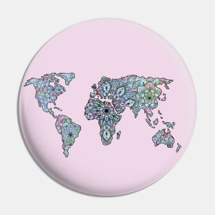 Splatter Paint World Map Mandala Pin