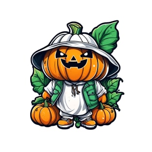 Pumpkin boy with pumpkin leaves, traveling T-Shirt