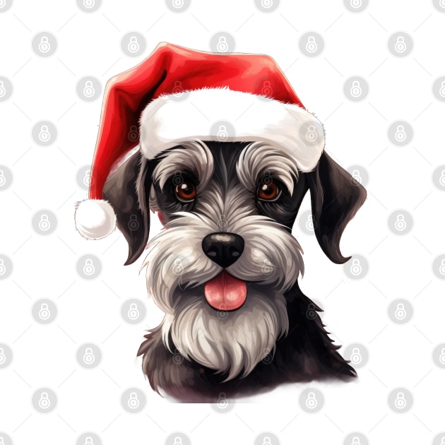 Schnauzer Santa Hat Christmas by MZeeDesigns