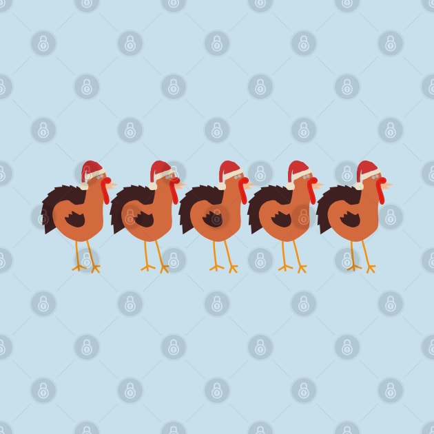 Thanksgiving and Christmas Turkey in Santa Hat Five by ellenhenryart