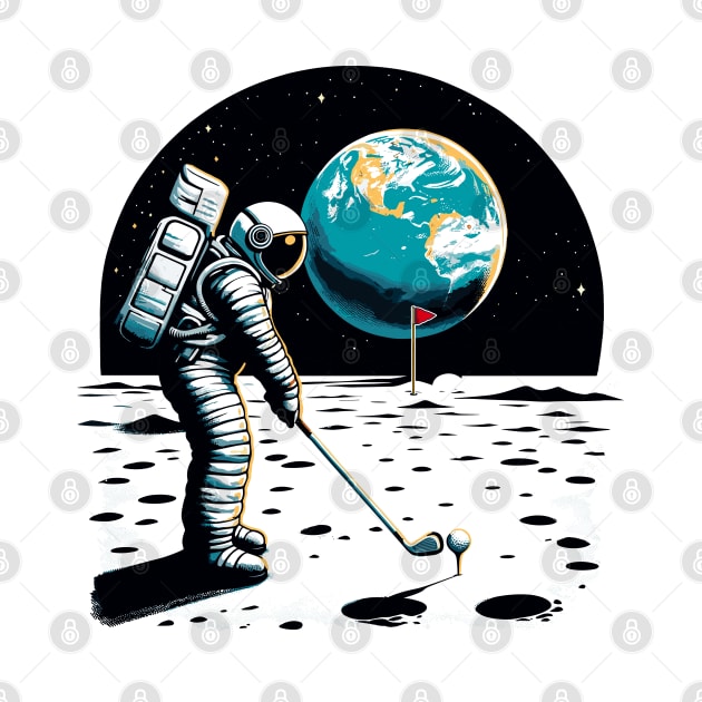 Golf Novelty Funny Astronaut Golfing Funny Golf by KsuAnn