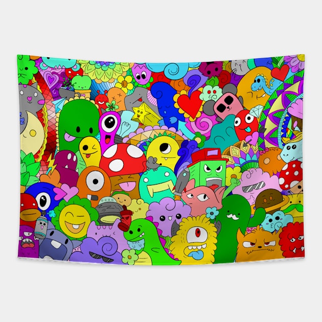 Monster Doodles Tapestry by ShutterStudios