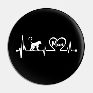 Mother's Day Gifts T-Shirt Monkey Mom Heartbeat Lover Pin