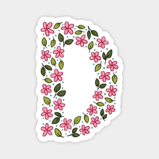 Floral Monogram Letter D Magnet