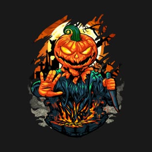 Halloween Pumpkin Monster Horror Creepy Art T-Shirt