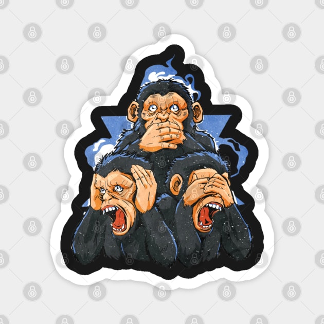 Three monkeys Magnet by mehdime