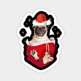 Pug In Pocket Christmas Gift Magnet