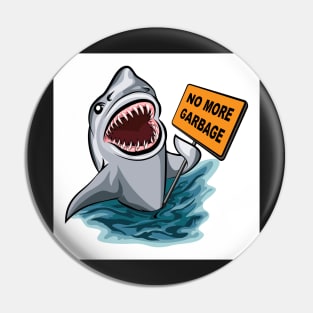The shark voting against ocean pollution and garbage. Pin