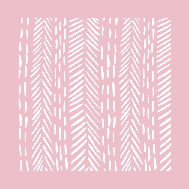 Abstract herringbone pattern - white and pink by wackapacka
