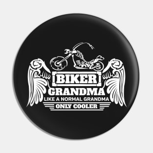 Biker Grandma White Skeleton Motorcycle Pin