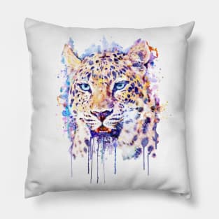 Watercolor Leopard Head Pillow