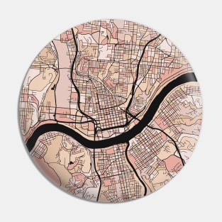 Cincinnati Map Pattern in Soft Pink Pastels Pin