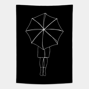 Woman with Umbrella Line Art - Woman Holding Umbrella - Under the Umbrella Tapestry