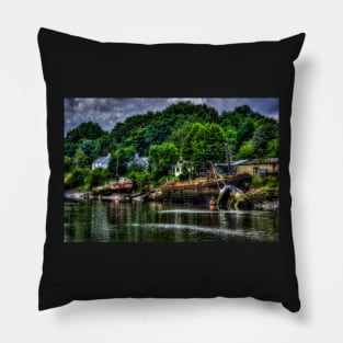 Barge Wreck  And Boats On The River Wear Pillow