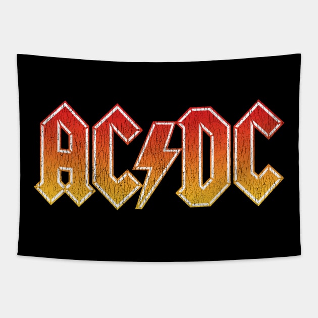 Vintage ACDC Distressed Satire Tribute Hard Rock Heavy Metal Logo Tapestry by robotbasecamp