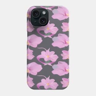 Light pink floral pattern with dark grey background Phone Case