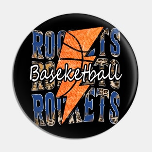 Graphic Basketball Rockets Proud Name Vintage Pin