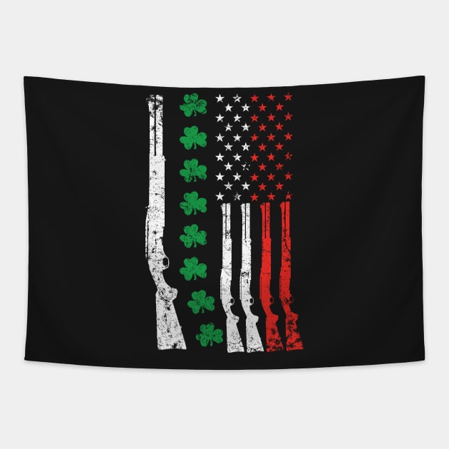 Irish american flag with shotguns Tapestry by MikesTeez