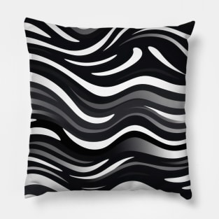 Monochrome Waves: Modern Abstract Ebb and Flow Pillow