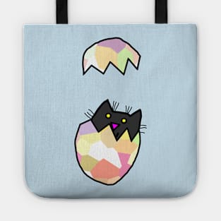 Black Cat Kitten Funny Easter Eggs Tote