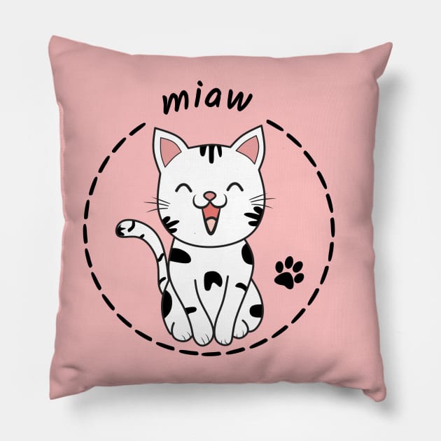 Cat Miaw, Cat Meow Pillow by Clara switzrlnd