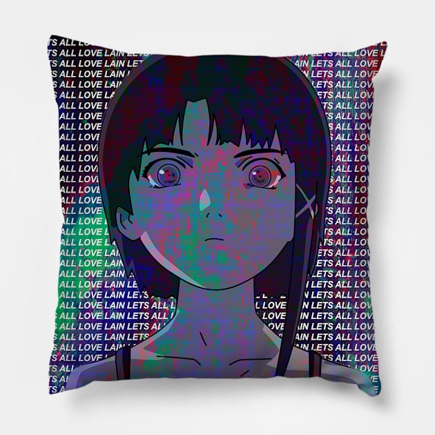 LETS ALL LOVE LAIN 2 SAD JAPANESE ANIME AESTHETIC Pillow by Poser_Boy