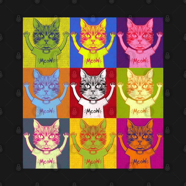 Pop Art Surreal Meow Cat Head by RGB Ginger