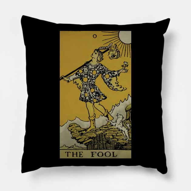 The Fool Tarot Card Pillow by VintageArtwork