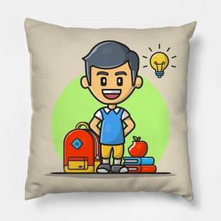 Back to School Cartoon Vector Icon Illustration Pillow