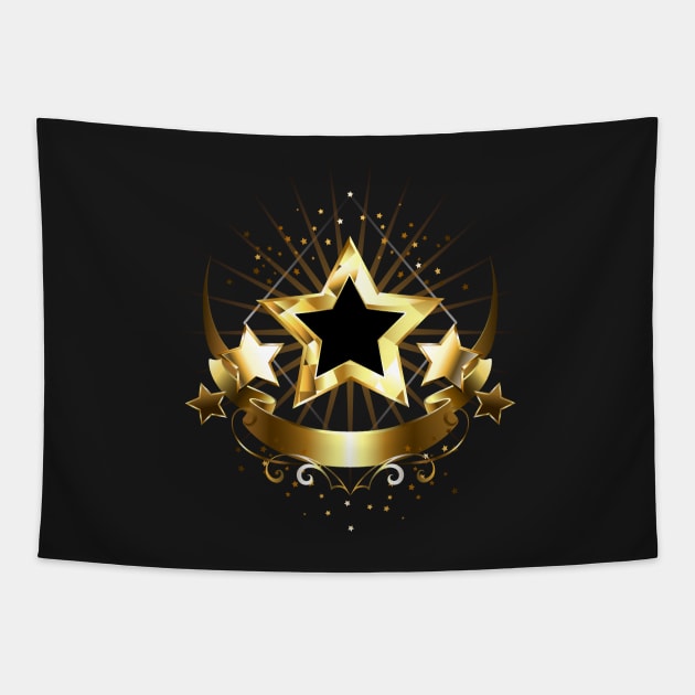 Five Stars with Golden Ribbon ( 5 stars ) Tapestry by Blackmoon9