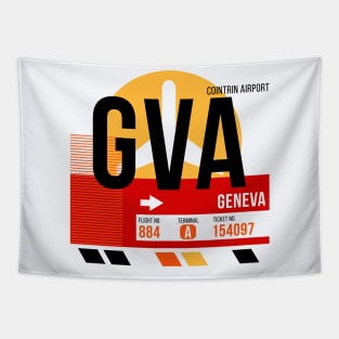 Geneva (GVA) Airport // Sunset Baggage Tag Tapestry