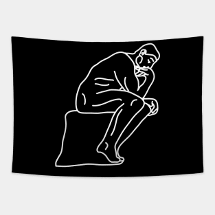 The thinker sculpture line art Tapestry