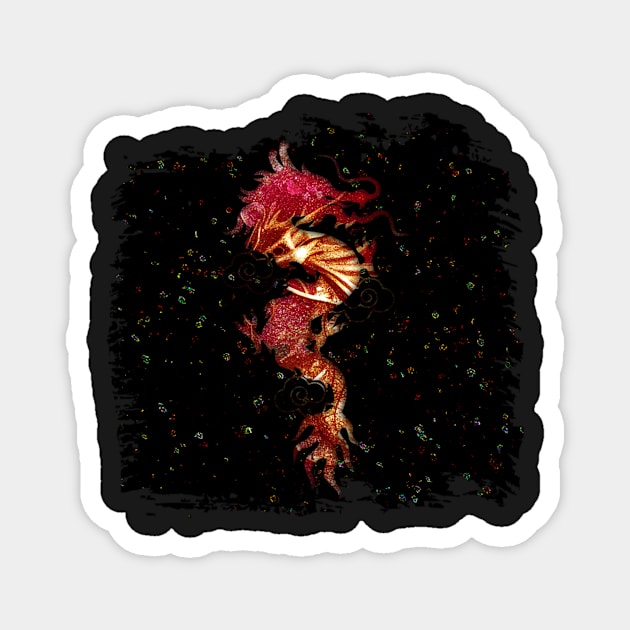 Night Sky Red Dragon Magnet by grandrelic