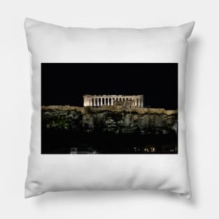 Parthenon at night Pillow