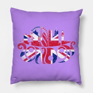 London Flag Typography Pillow