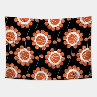 Floral Basketball Seamless Pattern Tapestry