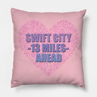 Swift City 13 Mi Shadow Text Heart Pillow