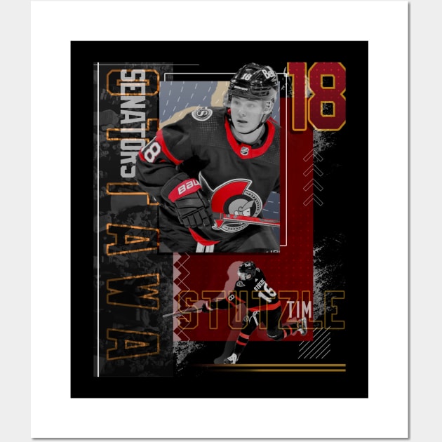 Tim Stutzle Hockey Paper Poster Senators 2 - Tim Stutzle - Posters and Art Prints